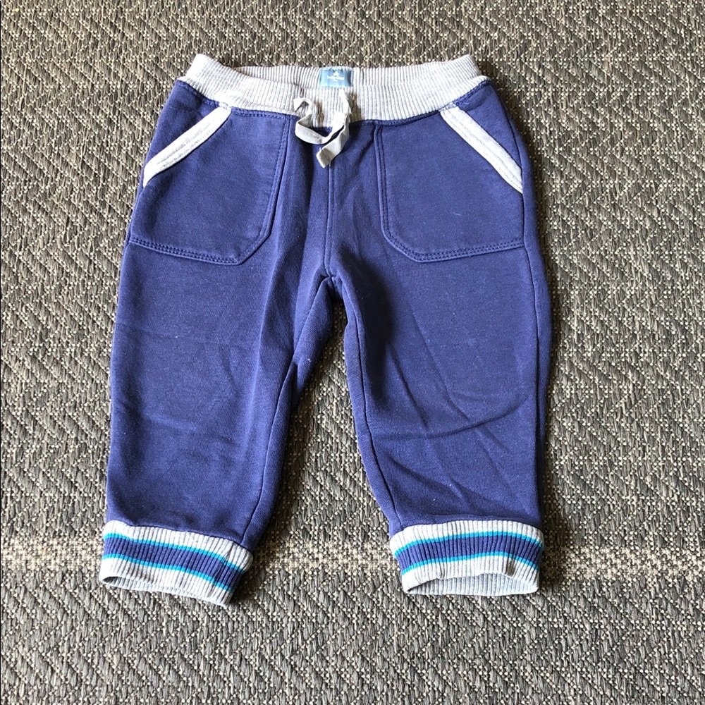 Kids Navy Jogger Pants with Stripe Cuffs
